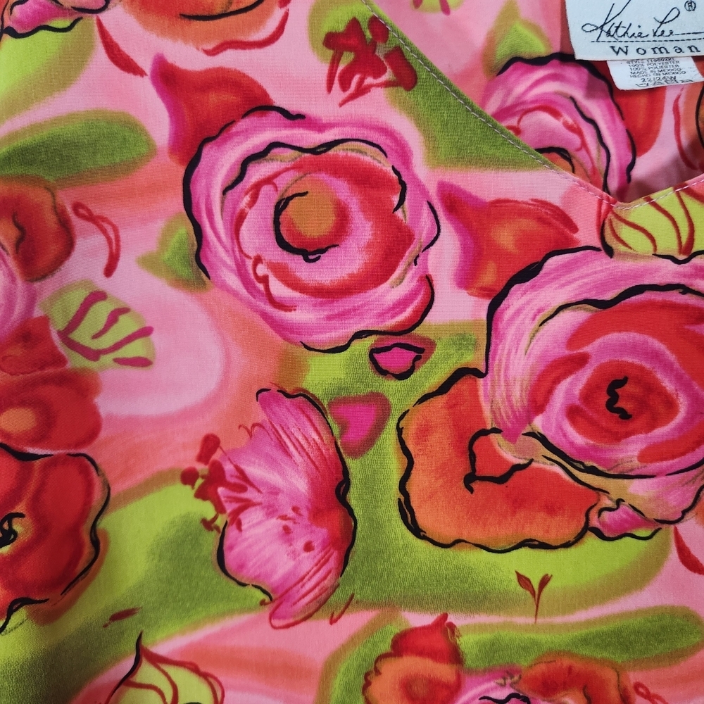 Kathie Lee Collection Floral Tank Top - Pink and Green - Picture 4 of 7